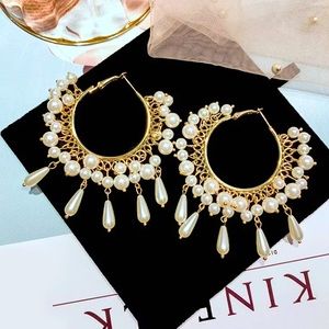 🌟 Fashion Big Faux Pearl Hoop